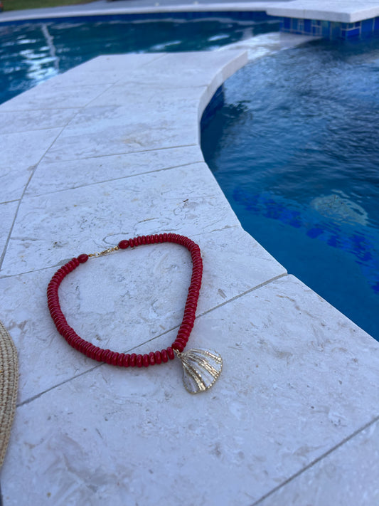 Santorini Sunset Necklace - 18K Gold Edged Shell