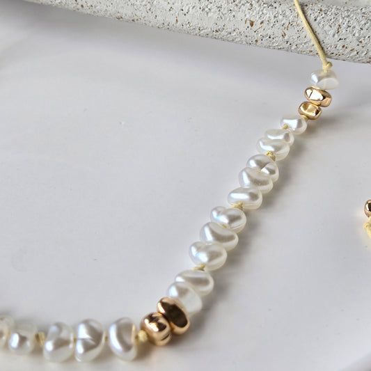 Golden Pearl Drops Necklace