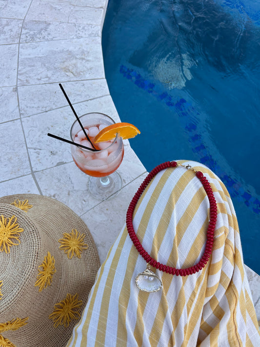 Santorini Sunset Necklace - 18K Gold Edged Shell