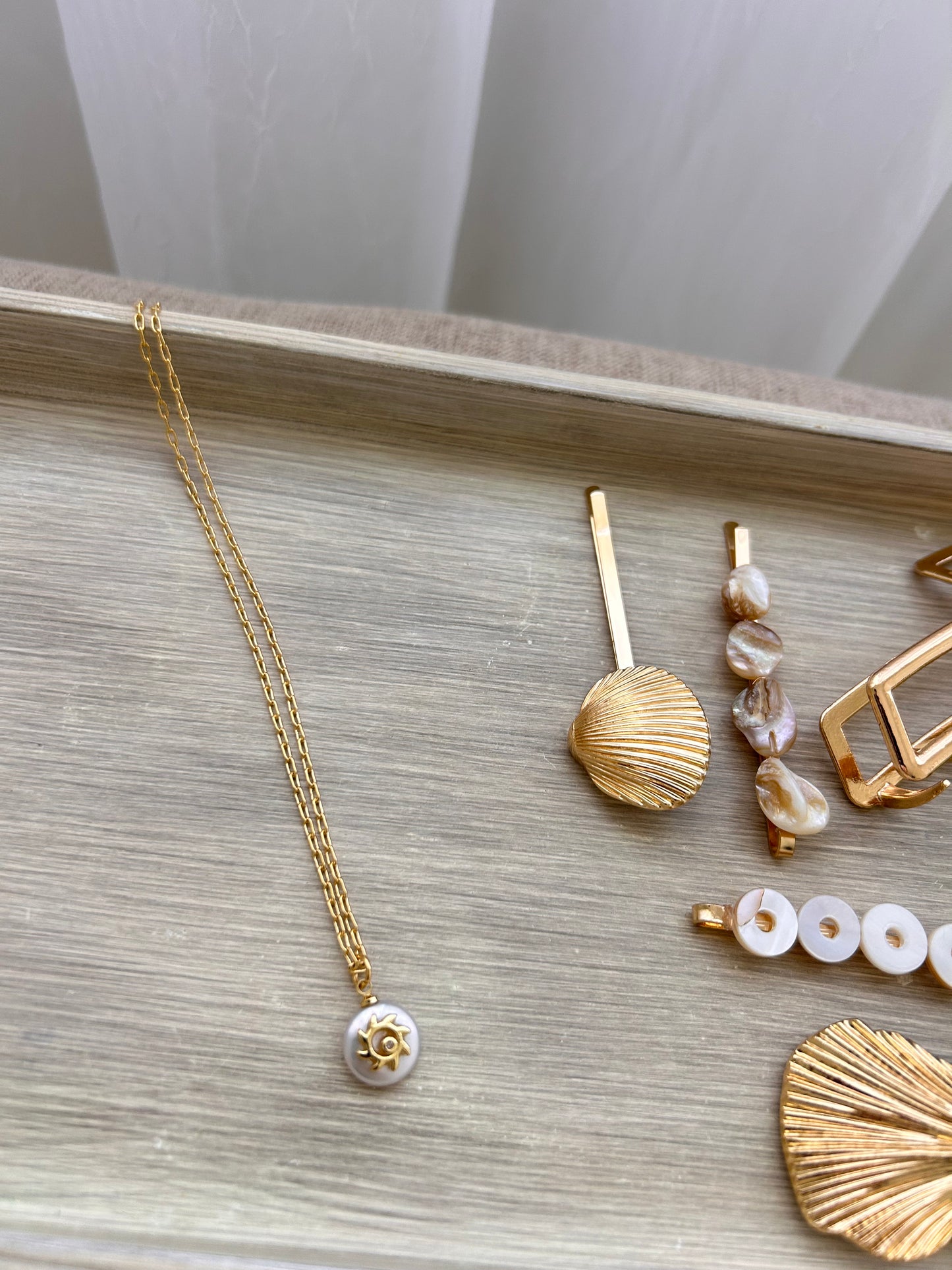 Solar Pearl Necklace - 18K Gold Plated